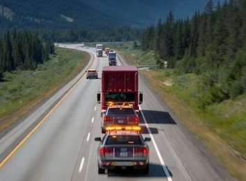 Freight convoy on Alberta highway